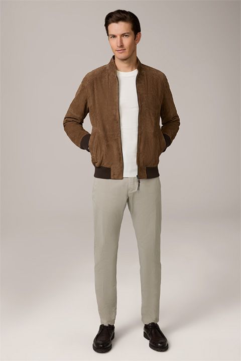 Finshley & Harding Braune Wildleder Lederjacke Blouson Rippstrick