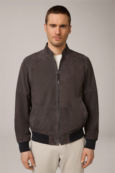 Windsor Borello Ziegenveloursleder Blouson Jacke in Anthrazit Grau