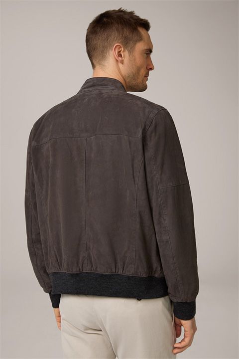 Windsor Borello Ziegenveloursleder Blouson Jacke in Anthrazit Grau