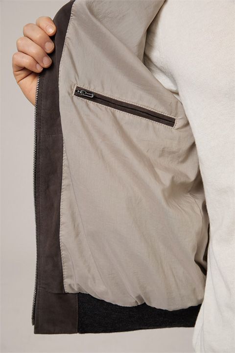 Windsor Borello Ziegenveloursleder Blouson Jacke in Anthrazit Grau