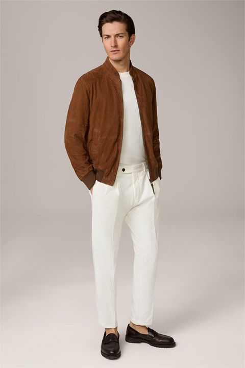 Boggi Milano Herren Borello Blousonjacke aus Ziegenveloursleder in Camel