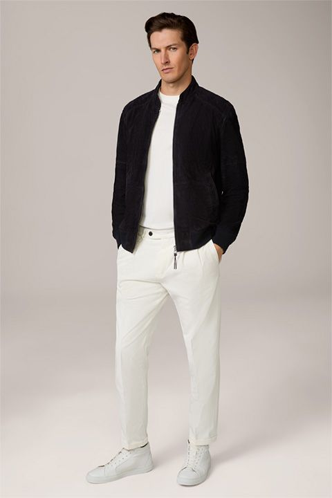 Windsor. Borello Ziegenvelours-Leder-Blouson in Dunkelblau