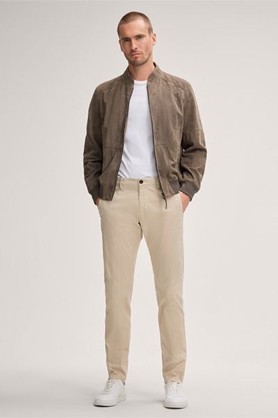 Borello Wildleder Blouson Grau gerippter Saum Übergangsjacke Unisex