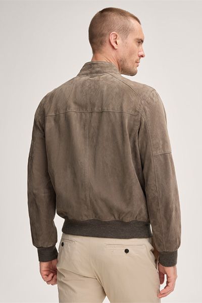 Borello Wildleder Blouson Grau gerippter Saum Übergangsjacke Unisex