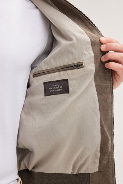 Borello Wildleder Blouson Grau gerippter Saum Übergangsjacke Unisex