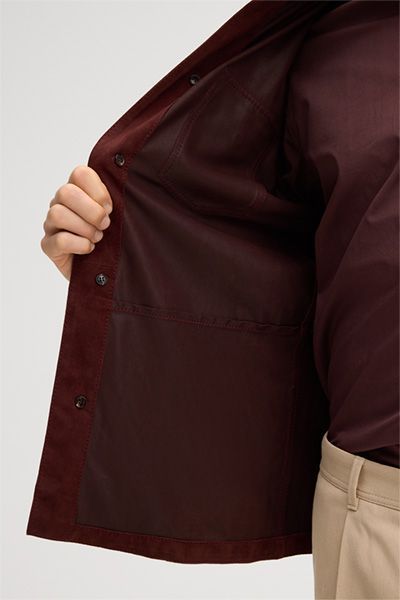 Windsor Oleano Bordeaux Rotes Wildleder Overshirt Hemdjacke Casual Unisex