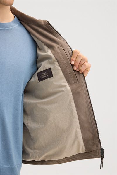 Pesaro Lederjacke in Grau Lammleder mit Zwei-Wege-Reißverschluss