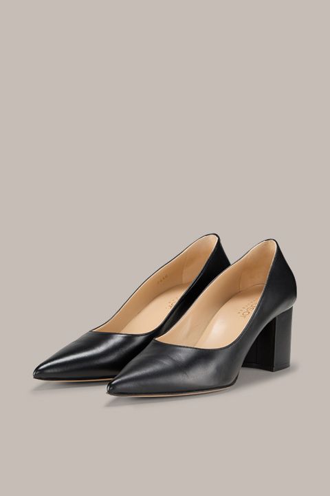 Unützer Schwarze Pumps aus Lammnappaleder mit Blockabsatz