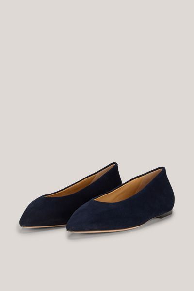 Unützer Navy Nappa Leder Ballerina Flats mit spitzer Zehe