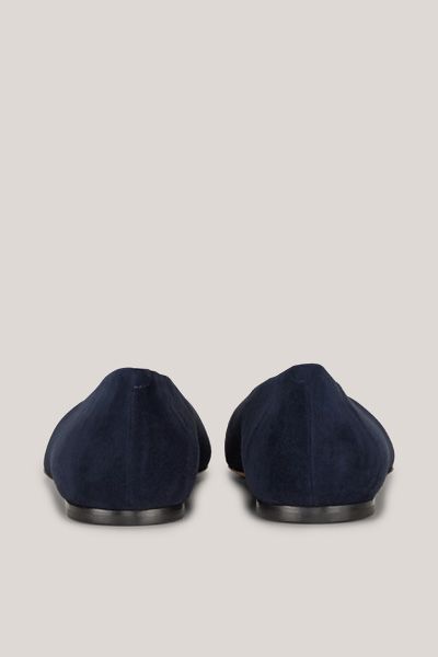 Unützer Navy Nappa Leder Ballerina Flats mit spitzer Zehe