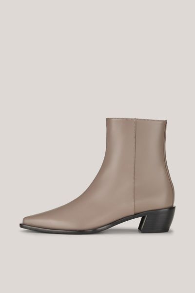 Unützer Nappa Leder Stiefeletten in Taupe mit Blockabsatz