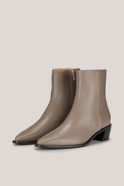 Unützer Nappa Leder Stiefeletten in Taupe mit Blockabsatz