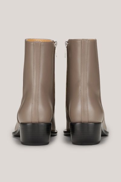 Unützer Nappa Leder Stiefeletten in Taupe mit Blockabsatz