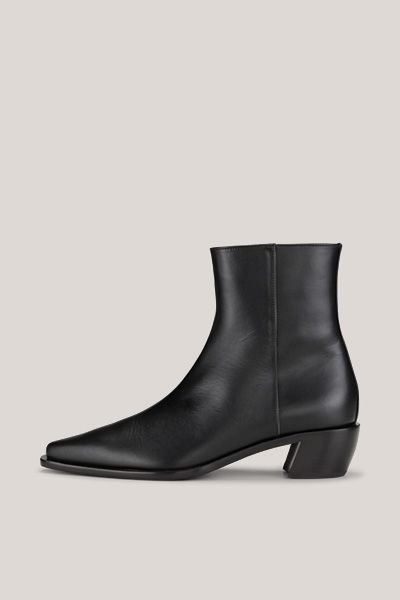 Unützer Nappa Leder Stiefeletten in Schwarz mit Blockabsatz