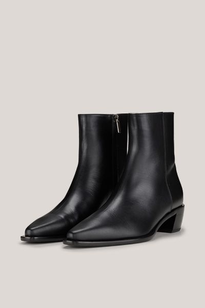 Unützer Nappa Leder Stiefeletten in Schwarz mit Blockabsatz