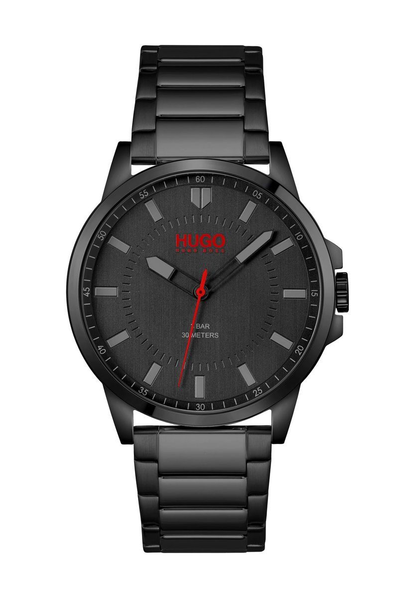 Elegante Herrenuhr aus schwarzem Edelstahl