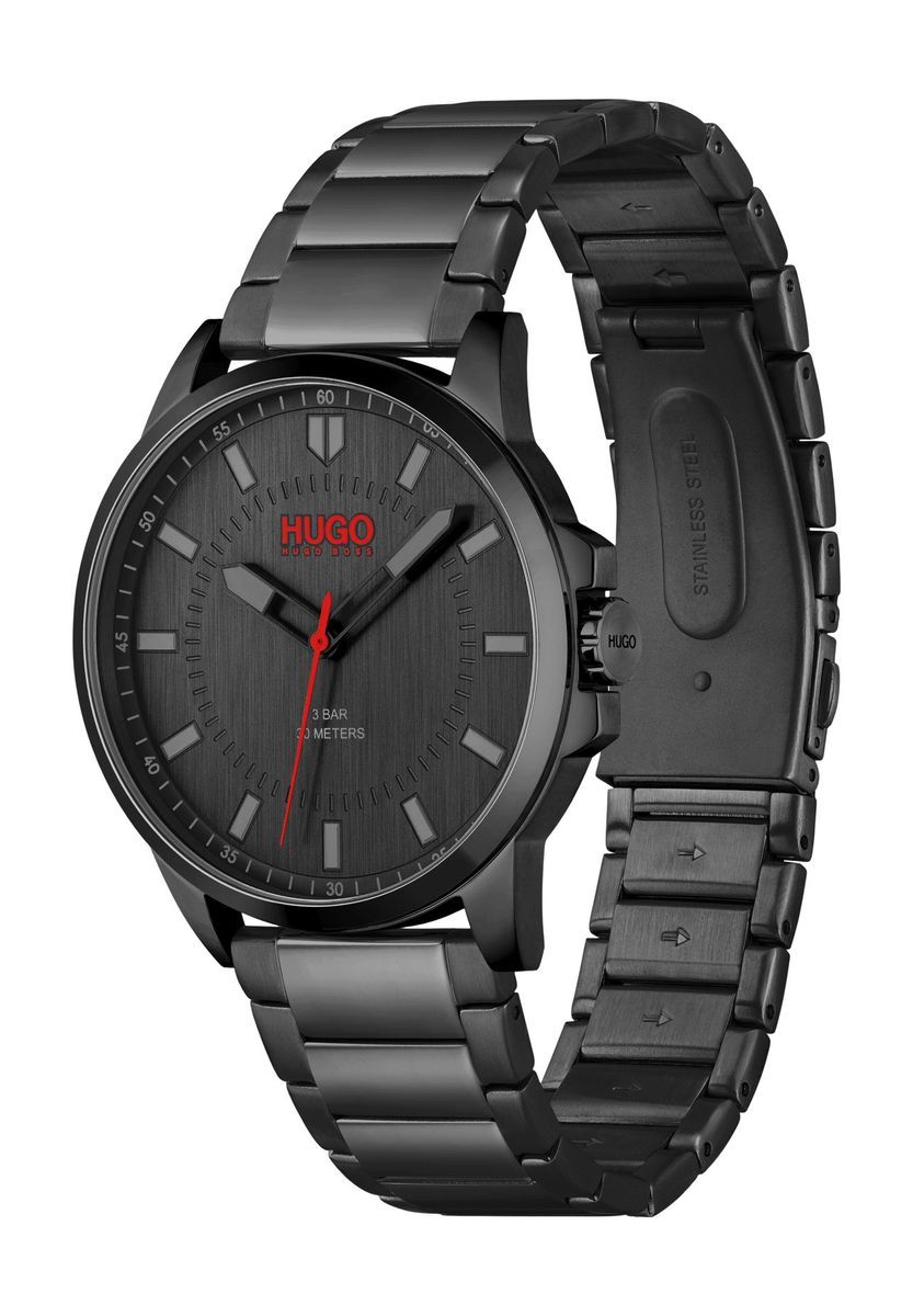 Elegante Herrenuhr aus schwarzem Edelstahl