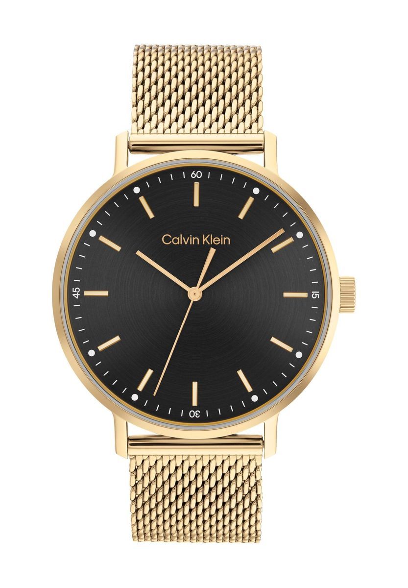 Minimalistische Goldfarbene Mesh-Uhr