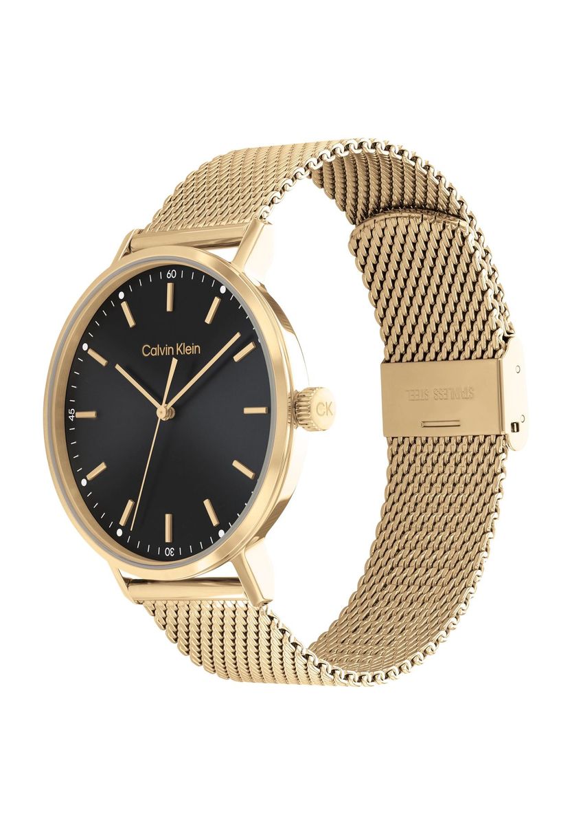 Minimalistische Goldfarbene Mesh-Uhr