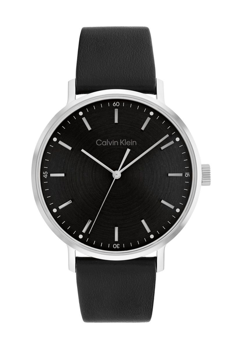 Moderne minimalistische Uhr mit schwarzem Zifferblatt