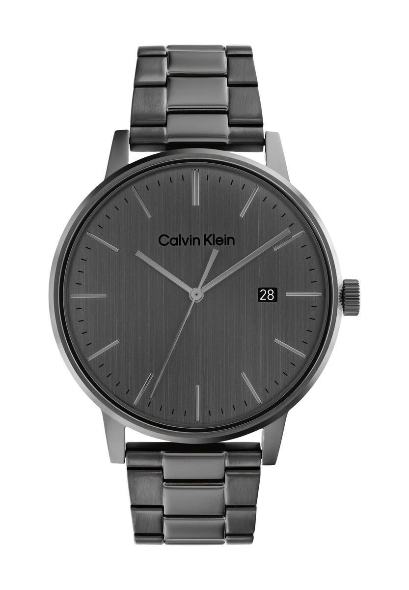 Minimalistische anthrazitfarbene Edelstahluhr