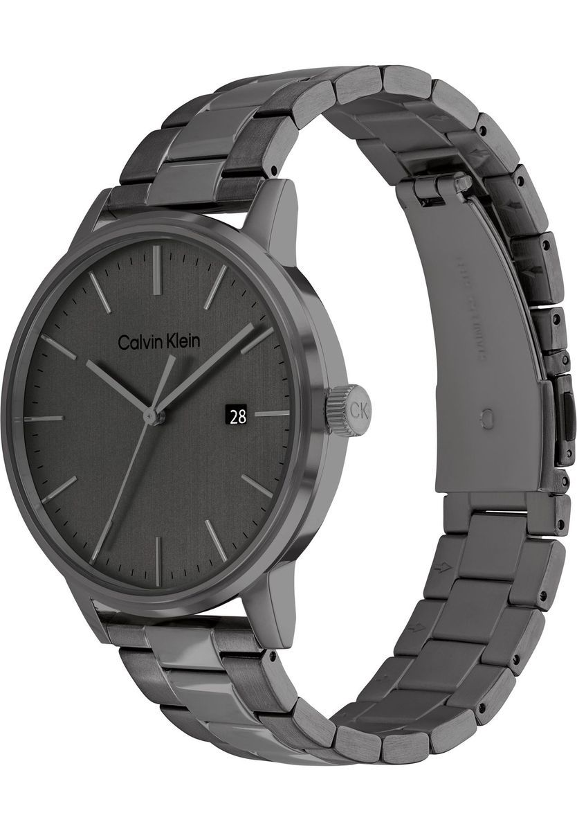 Minimalistische anthrazitfarbene Edelstahluhr