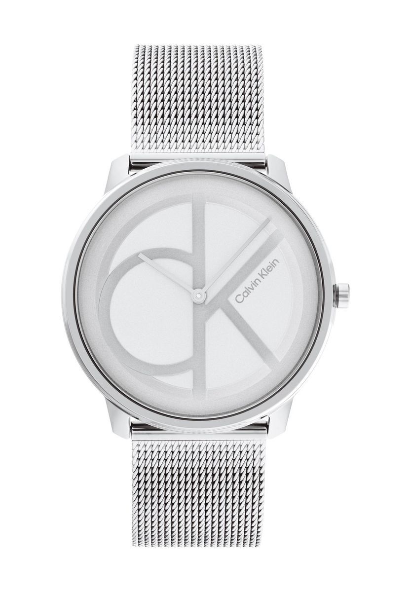 Minimalistische silberne Mesh-Analog-Uhr