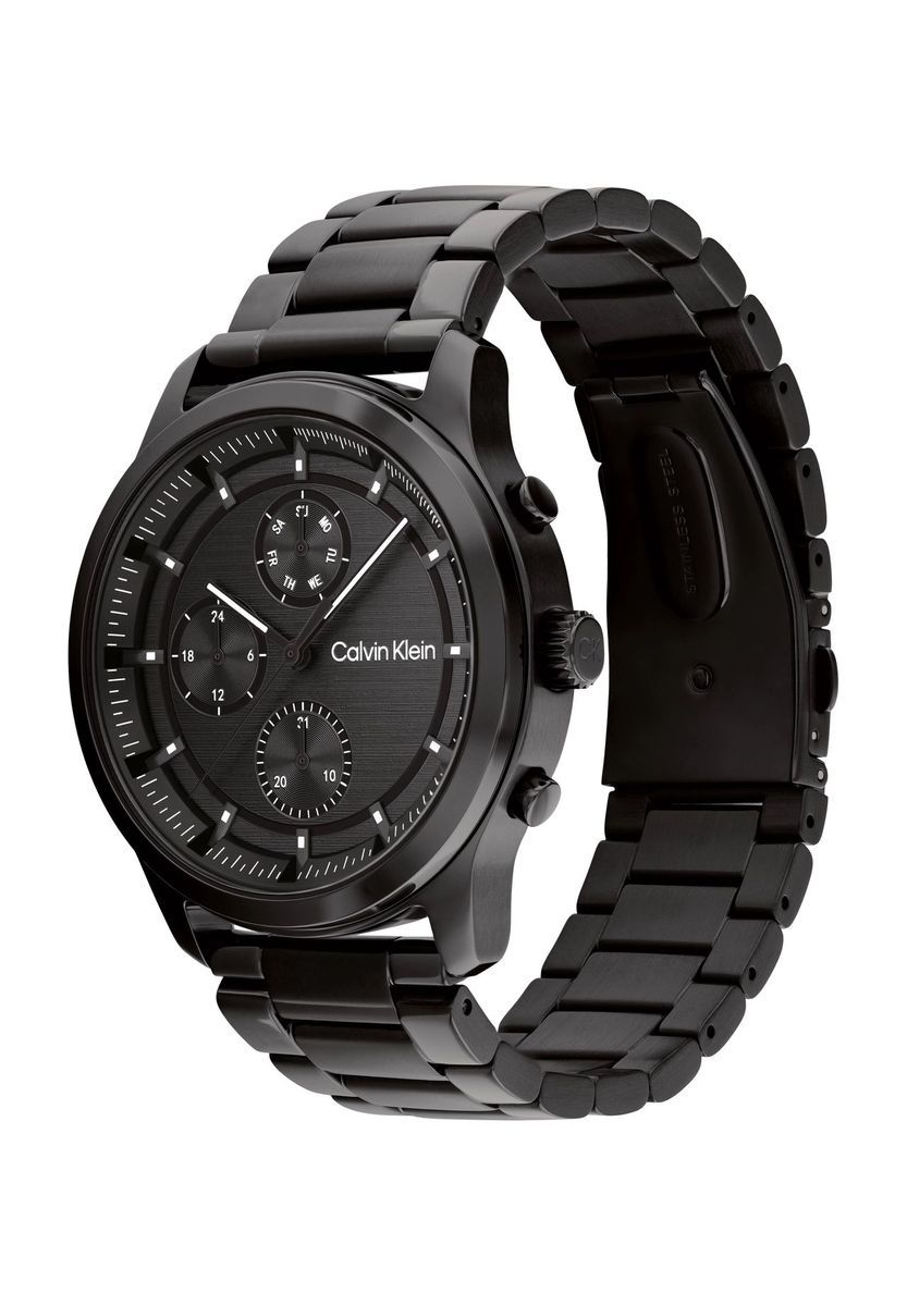 Moderne schwarze Chronographen-Uhr für Herren