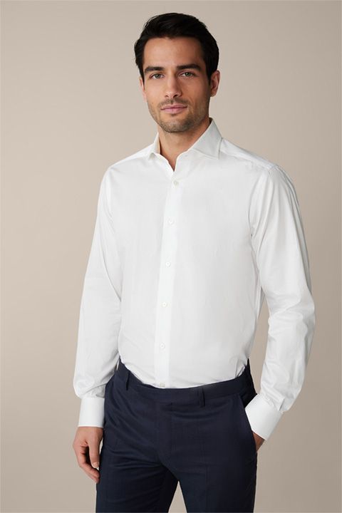 Windsor Riccio Weißes Baumwollhemd mit Haifischkragen, Regular Fit