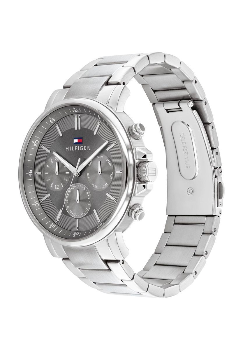 Herren Silberfarbene Multifunktionsuhr