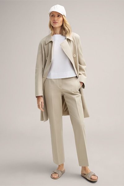 Marc Cain Baumwoll Stretch Bluse Weiß U-Boot-Ausschnitt Kurzarm