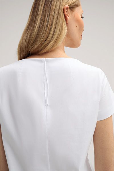 Marc Cain Baumwoll Stretch Bluse Weiß U-Boot-Ausschnitt Kurzarm