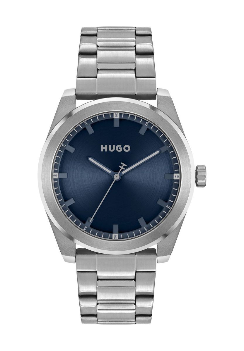 Herren-Edelstahluhr mit blauem Zifferblatt