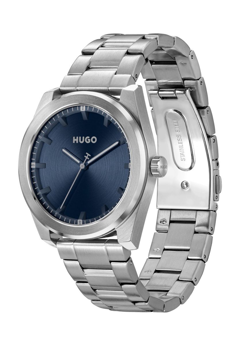 Herren-Edelstahluhr mit blauem Zifferblatt