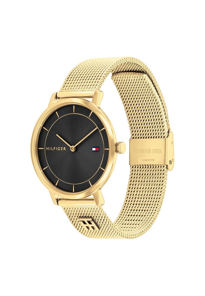 Elegante goldfarbene Mesh-Armbanduhr