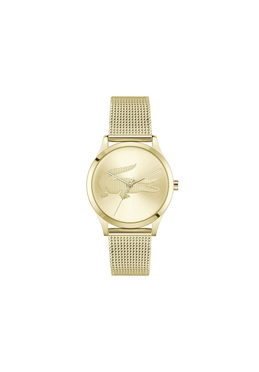 Minimalistische goldfarbene Mesh-Armbanduhr