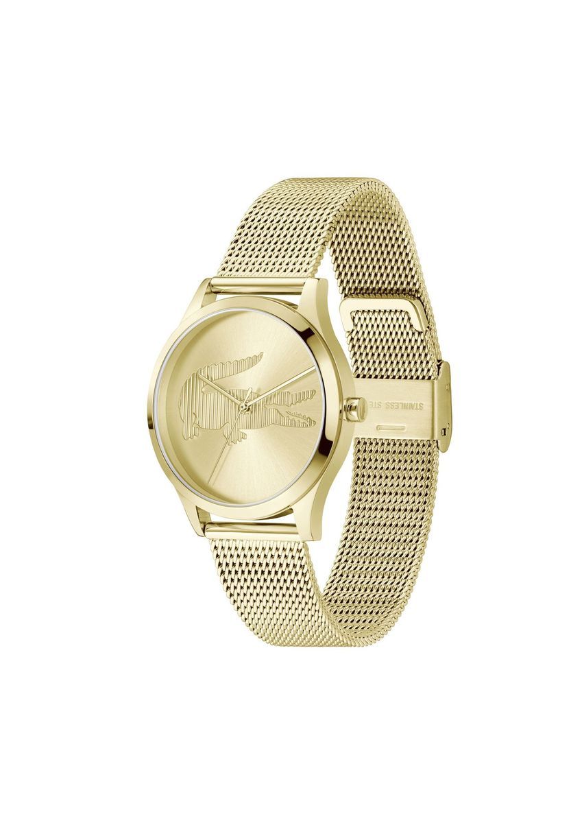 Minimalistische goldfarbene Mesh-Armbanduhr