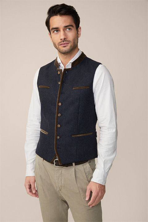 Windsor Trachten Au Dunkelblaue Wollweste Traditioneller Stil