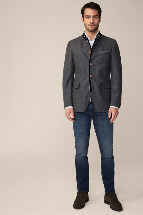 Windsor Trachten-Janker Sendling Blazer aus Wolle in Grau-Navy