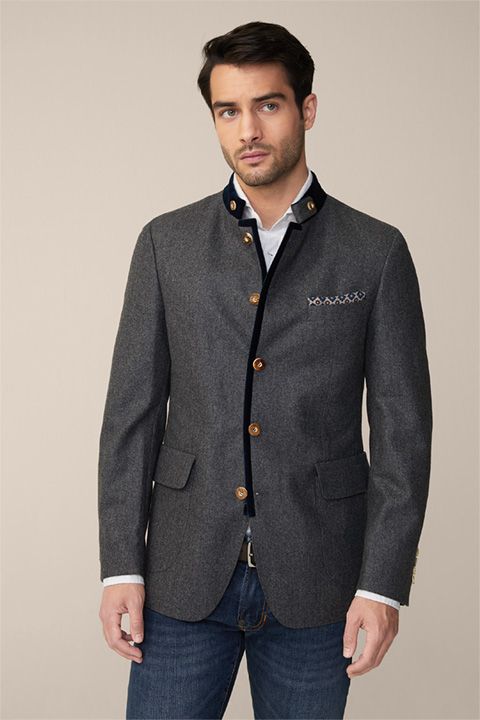 Windsor Trachten-Janker Sendling Blazer aus Wolle in Grau-Navy