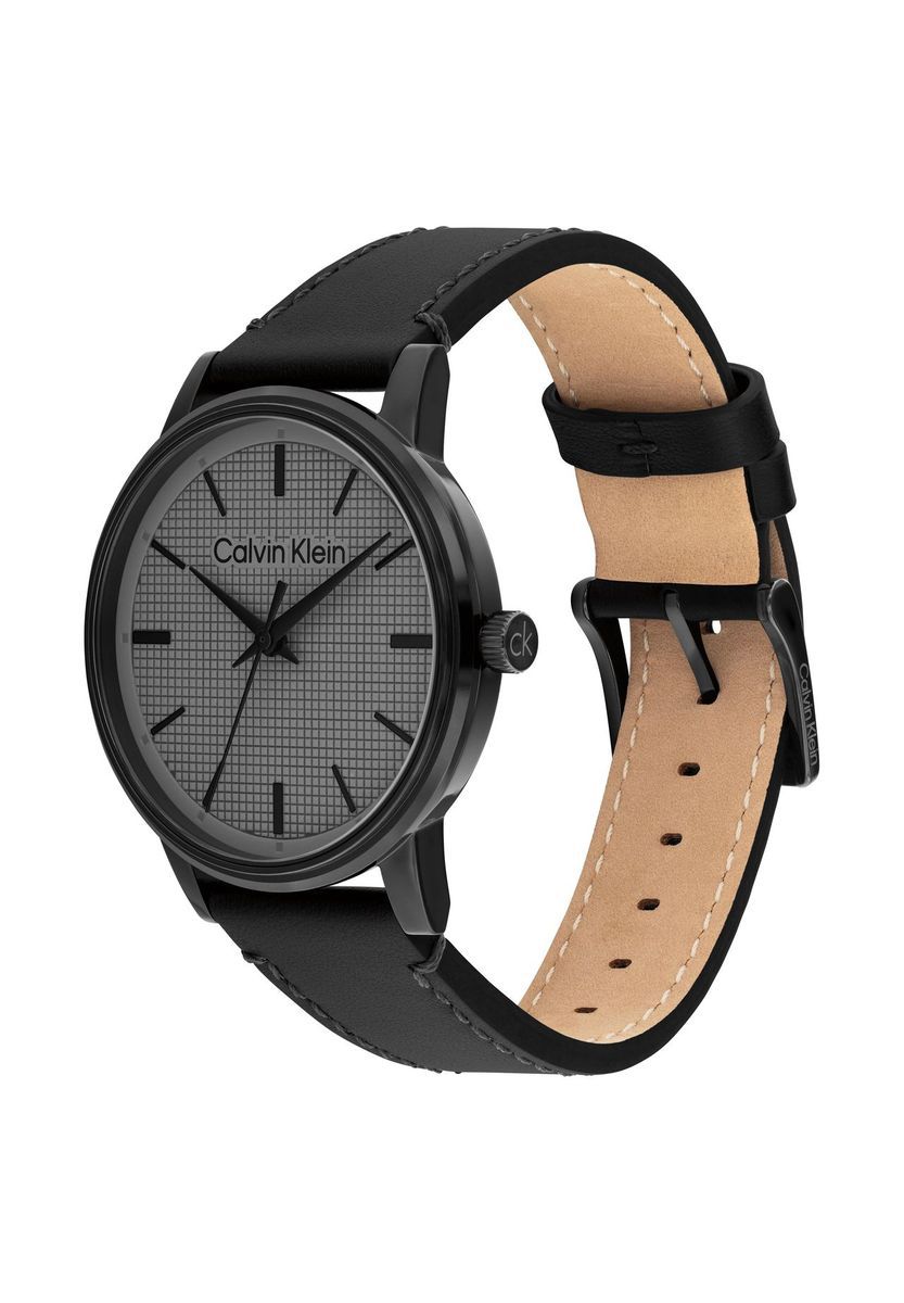 Minimalistische Schwarze Lederbanduhr