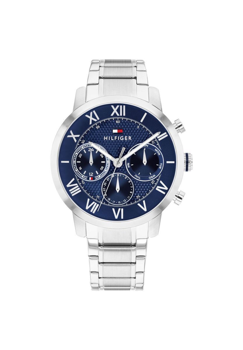 Herren Silber Edelstahl Chronograph Uhr