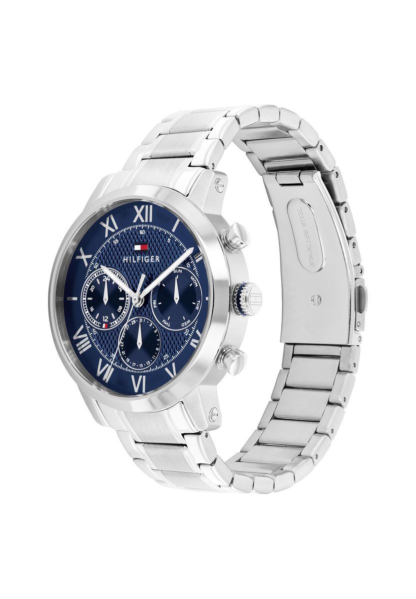 Herren Silber Edelstahl Chronograph Uhr