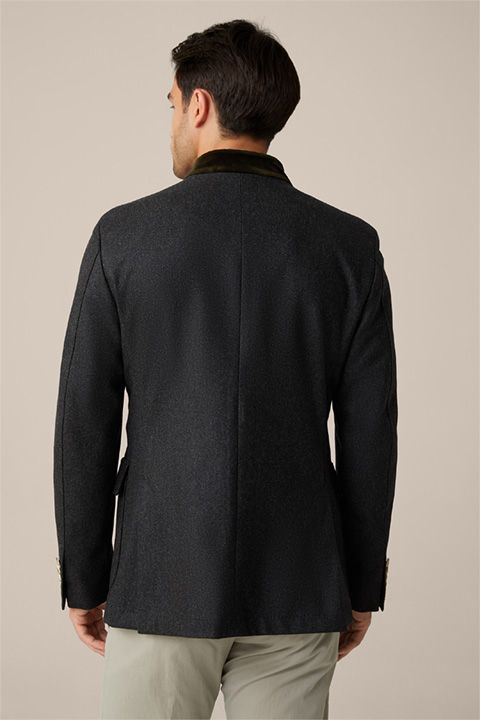 Windsor Trachten-Janker Sendling aus Wolle Anthrazit-Dunkelgrün in Loden-Qualität