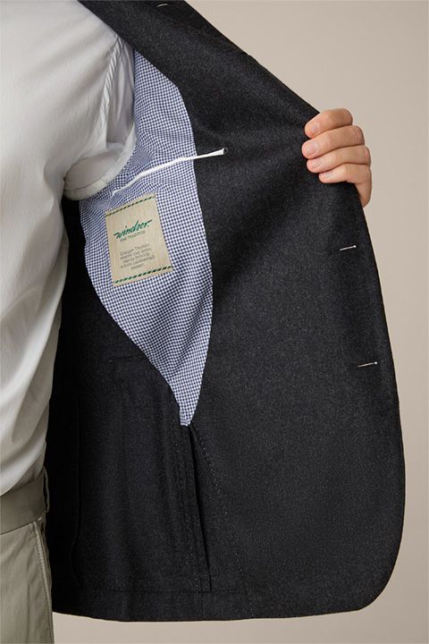 Windsor Trachten-Janker Sendling aus Wolle Anthrazit-Dunkelgrün in Loden-Qualität