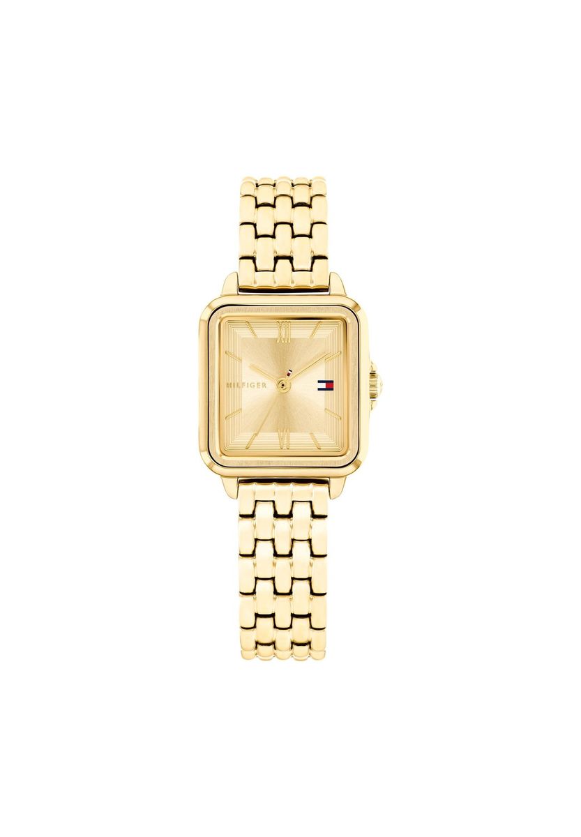 Elegante goldfarbene quadratische Armbanduhr