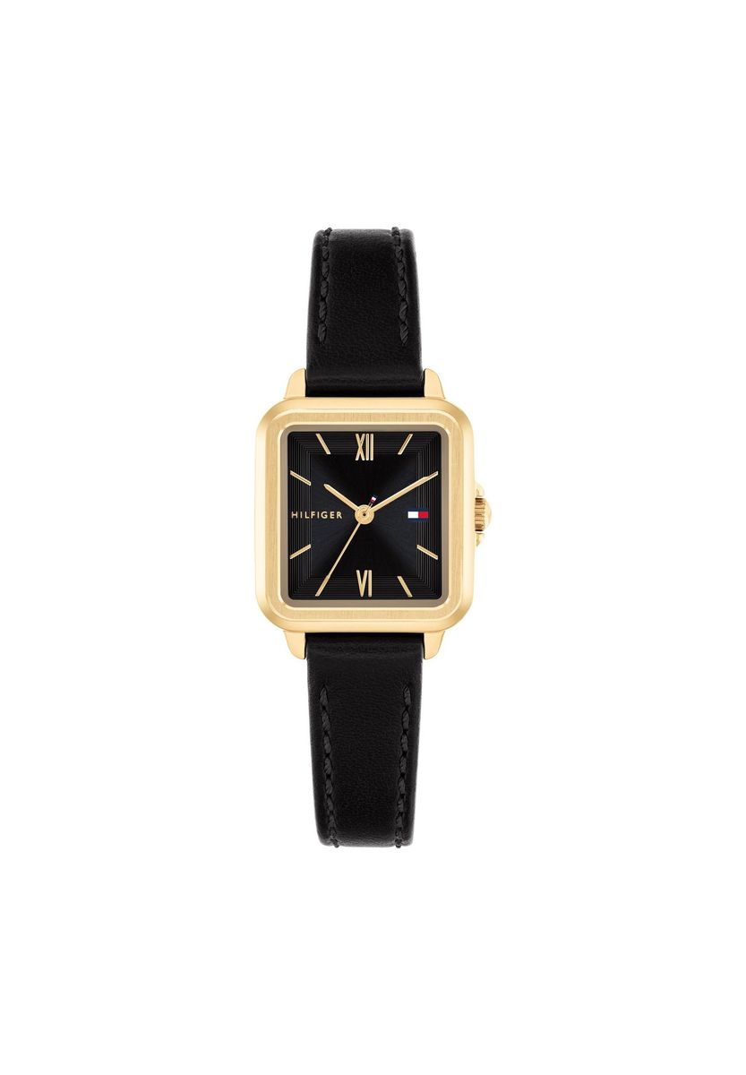 Elegante quadratische goldfarbene Damenuhr