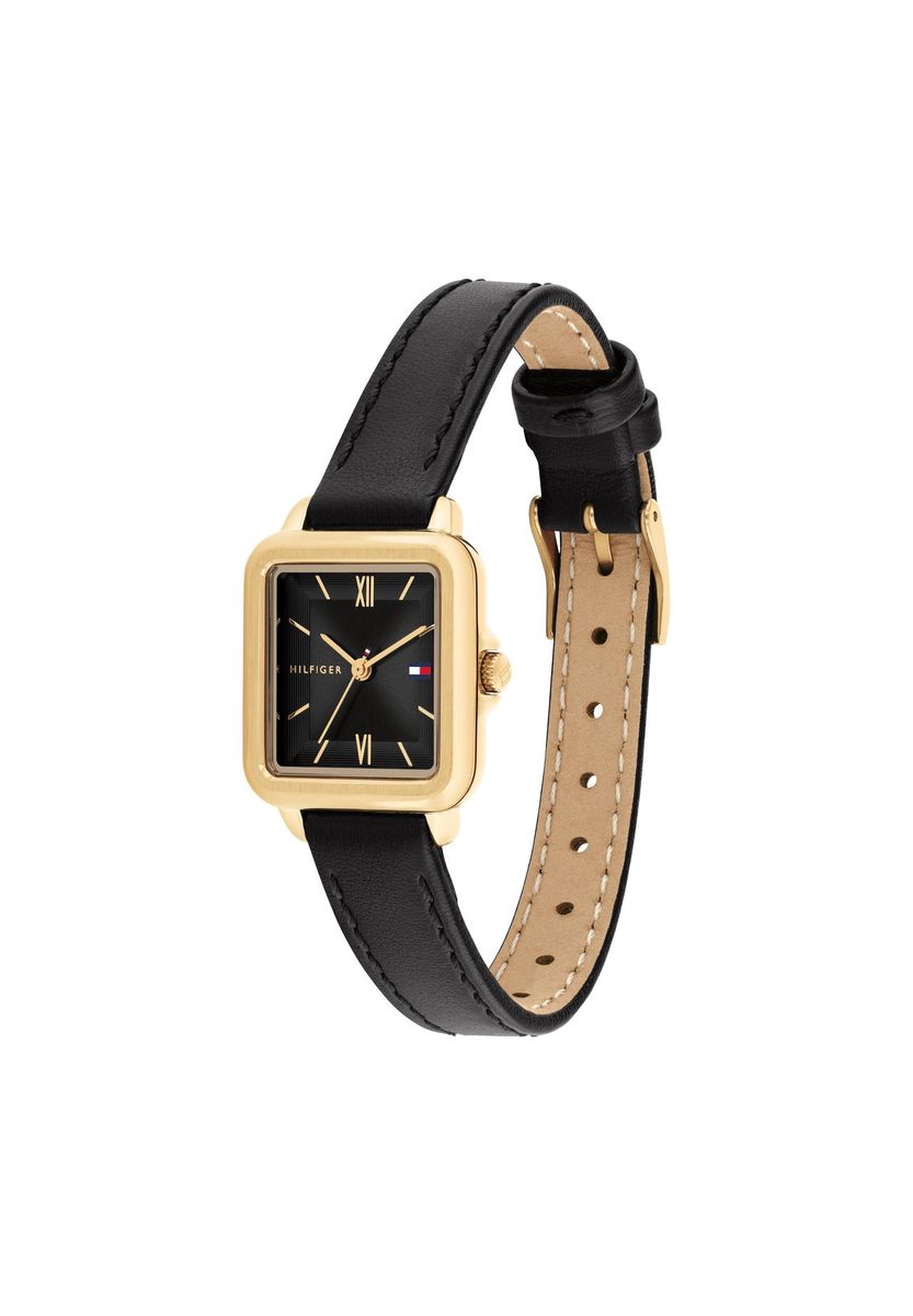 Elegante quadratische goldfarbene Damenuhr