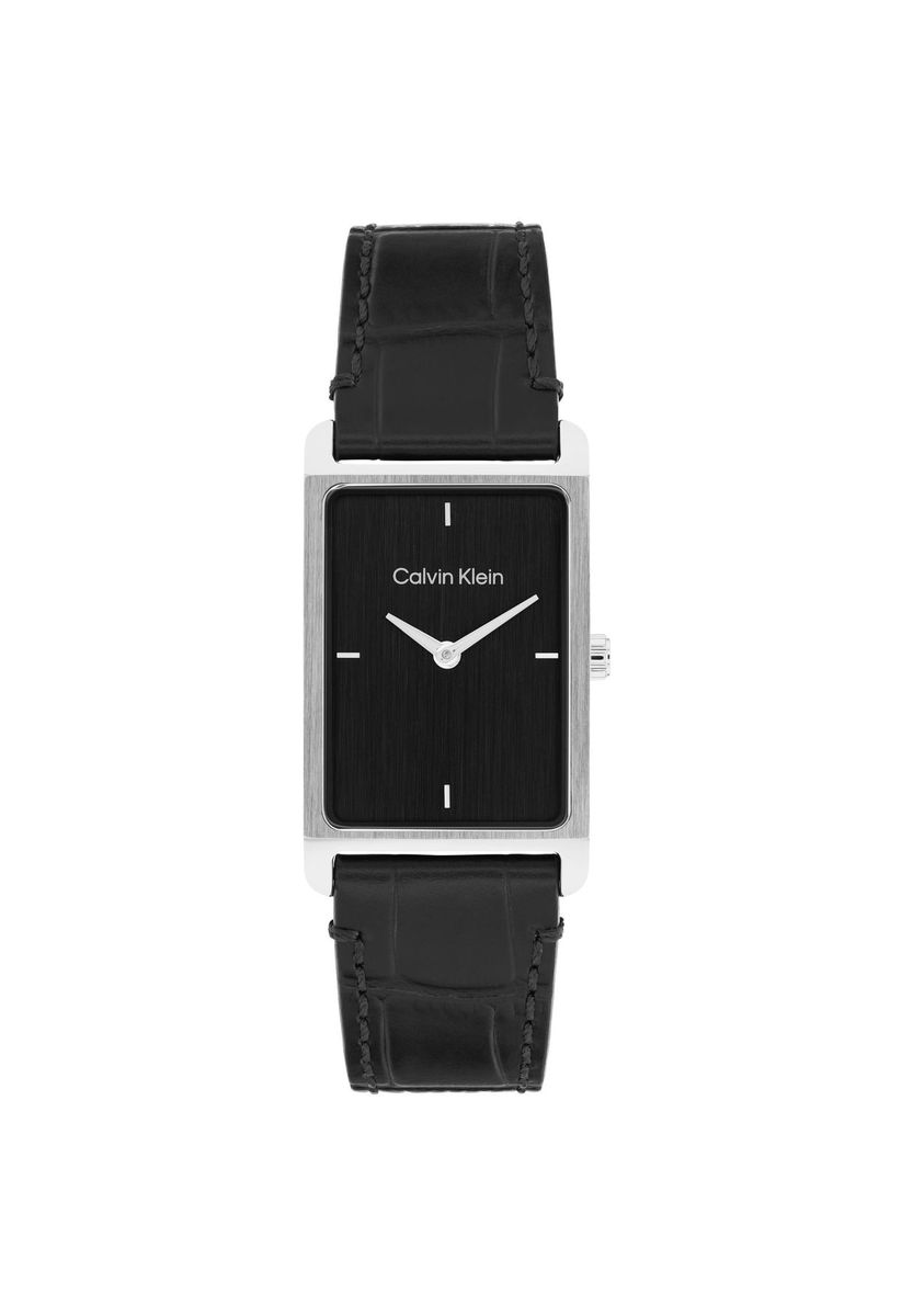 Herren Rechteckige Schwarze Lederuhr