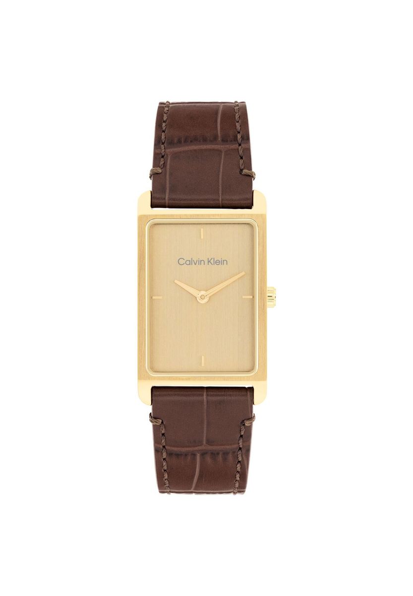 Klassische goldfarbene rechteckige Uhr